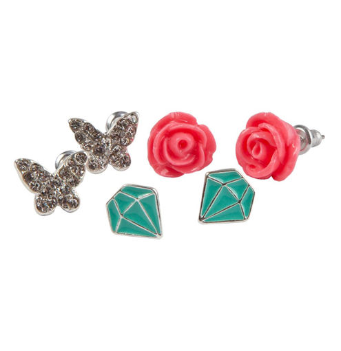 Picture of ROSE STUDDED EARRINGS 3 SETS